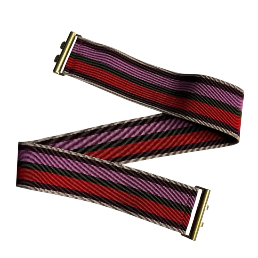 J.Crew Striped Vintage Womens Stretch Belt Made in USA Size Medium - Picture 8 of 8